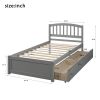 Twin Platform Storage Bed Wood Bed Frame with Two Drawers and Headboard