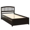 Twin Platform Storage Bed Wood Bed Frame with Two Drawers and Headboard