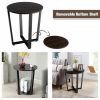 2-Tier Round End Table with Storage Shelf and Metal Frame