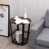 2-Tier Round End Table with Storage Shelf and Metal Frame