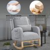 [Video] Welike 27.5 "W Modern Accent High Back Living Room Casual Armchair Rocker with One Lumbar Pillow, Two Side Pockets,Teddy.