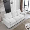 3 Seat Sofa with Removable Back and Seat Cushions and 2 pillows,Teddy Fabric Couch for Living Room, Office, Apartment