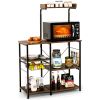 4-tier Kitchen Baker's Rack with Basket and 5 Hooks