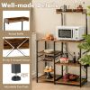 4-tier Kitchen Baker's Rack with Basket and 5 Hooks