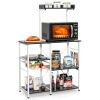 4-tier Kitchen Baker's Rack with Basket and 5 Hooks