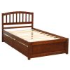 Twin Platform Storage Bed Wood Bed Frame with Two Drawers and Headboard