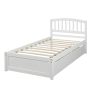 Twin Platform Storage Bed Wood Bed Frame with Two Drawers and Headboard