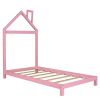 Twin Size Wood Platform Bed with House-shaped Headboard