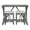 3-Piece Counter Height Dining Table Set with USB Port and Upholstered Stools