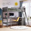 Twin size Loft Bed with Shelves and Desk;  Wooden Loft Bed with Desk