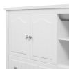 36" Bathroom Vanity with Ceramic Basin;  Bathroom Storage Cabinet with Two Doors and Drawers;  Solid Frame;  Metal Handles