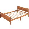 Full Size Wood Platform Bed with Headboard and Wooden Slat Support