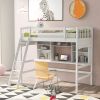 Twin size Loft Bed with Storage Shelves;  Desk and Ladder