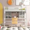 Twin size Loft Bed with Storage Shelves;  Desk and Ladder