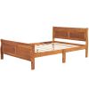 Full Size Wood Platform Bed with Headboard and Wooden Slat Support