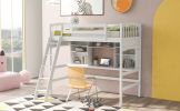 Twin size Loft Bed with Storage Shelves;  Desk and Ladder