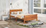 Full Size Wood Platform Bed with Headboard and Wooden Slat Support