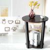 2-Tier Round End Table with Storage Shelf and Metal Frame