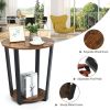 2-Tier Round End Table with Storage Shelf and Metal Frame