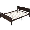 Full Size Wood Platform Bed with Headboard and Wooden Slat Support