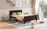 Queen Size Wood Platform Bed with Headboard and Wooden Slat Support