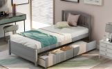 Twin Platform Storage Bed Wood Bed Frame with Two Drawers and Headboard