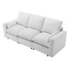 3 Seat Sofa with Removable Back and Seat Cushions and 2 pillows,Teddy Fabric Couch for Living Room, Office, Apartment