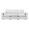 3 Seat Sofa with Removable Back and Seat Cushions and 2 pillows,Teddy Fabric Couch for Living Room, Office, Apartment