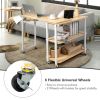 360° Free Rotating Sofa Side Table with Storage Shelves and Casters