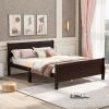 Full Size Wood Platform Bed with Headboard and Wooden Slat Support