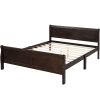 Full Size Wood Platform Bed with Headboard and Wooden Slat Support