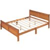 Queen Size Wood Platform Bed with Headboard and Wooden Slat Support