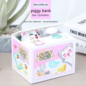 Music Steal Money Cat Coin Bank Money Box Christmas Gift (Option: New White Cat)