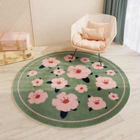 Cartoon Style Children's Room Cashmere Carpet Round (Option: Flowers-60 × 60cm Imitation Cashmere)