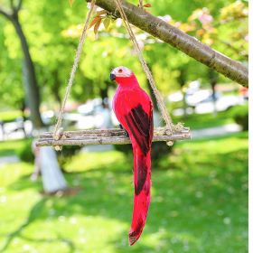 Simulation Animal Parrot Tree Landscaping Decoration (Option: Swing 35CM Red)