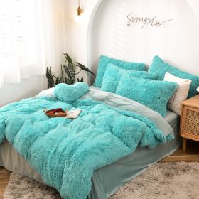 Mink Fur Four-piece Plush Rhinestone Velvet Duvet Cover (Option: Sky Blue-200x230cm)