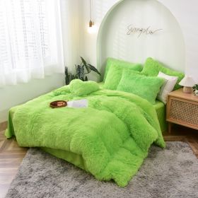 Mink Fur Four-piece Plush Rhinestone Velvet Duvet Cover (Option: Green-229X229cm)