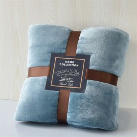 Nap Travel Solid Color Flannel Thickened Blanket (Option: Gray Blue-200x230cm)