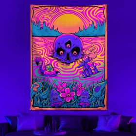 Luminous Psychedelic Tapestry Background Fabric (Option: Skull 6-230x 150cm)