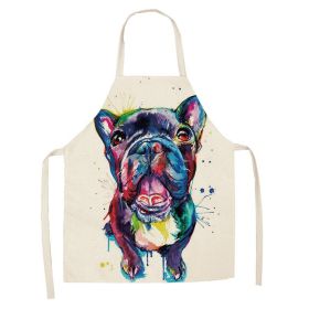 Cartoon Cute Dog Printed Cotton And Linen Apron Kitchen Home Cleaning Parent-child Sleeveless Coverall Generation Hair (Option: W 14017-68X55cm)