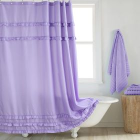 Fashion And Environment-friendly Polyester Fabrics Thickened Shower Curtain (Option: Purple Small Lace-220CM Wide X200CM High)