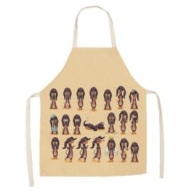 Cartoon Cute Dog Printed Cotton And Linen Apron Kitchen Home Cleaning Parent-child Sleeveless Coverall Generation Hair (Option: W 1408-68X55cm)