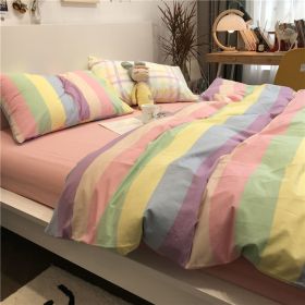 Washed Cotton Four-piece Bedding Set (Option: Rainbow Bridge-180cm)