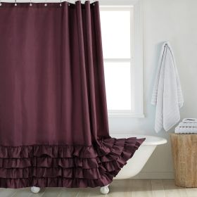 Fashion And Environment-friendly Polyester Fabrics Thickened Shower Curtain (Option: Coffee Big Lace-183CM Wide X172CM High)