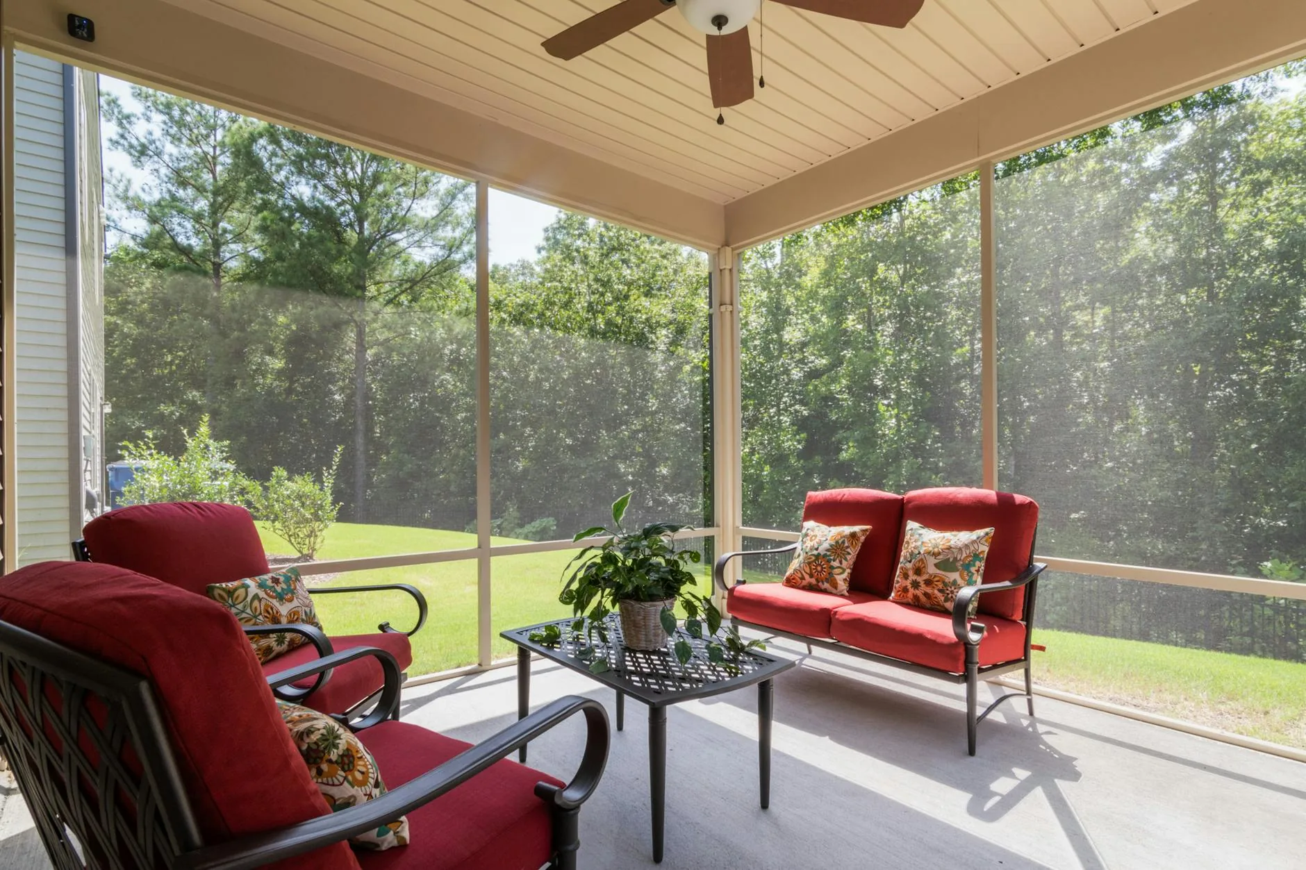 modern editorial outdoor space idea: Multifunctional Furniture with cream and warm neutrals with sage green and terracotta accents, designer-curated outdoor